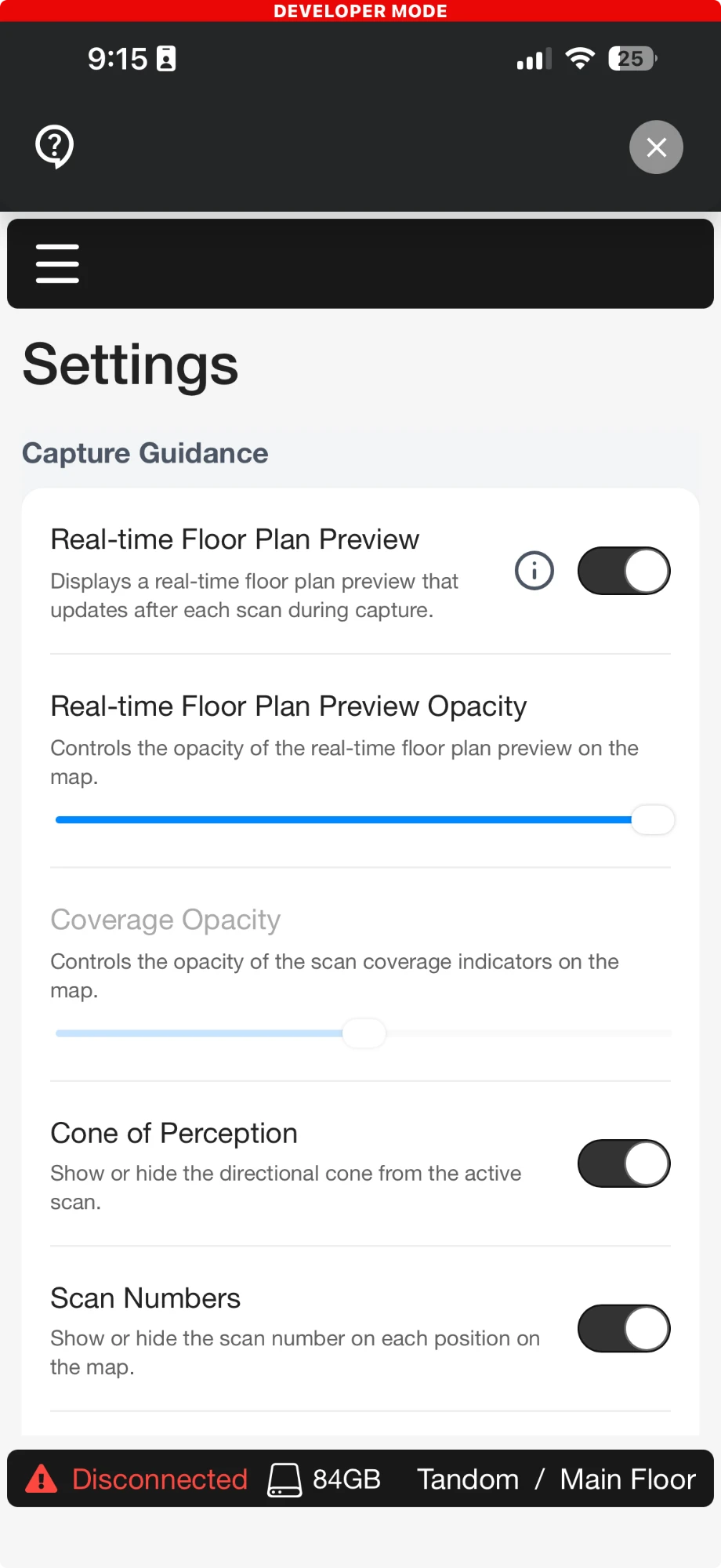Capture guidance settings, which I built