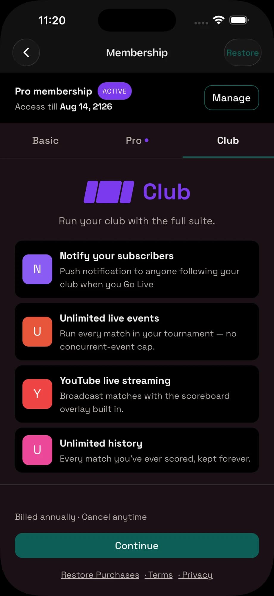 Club: notify every subscriber when you go live