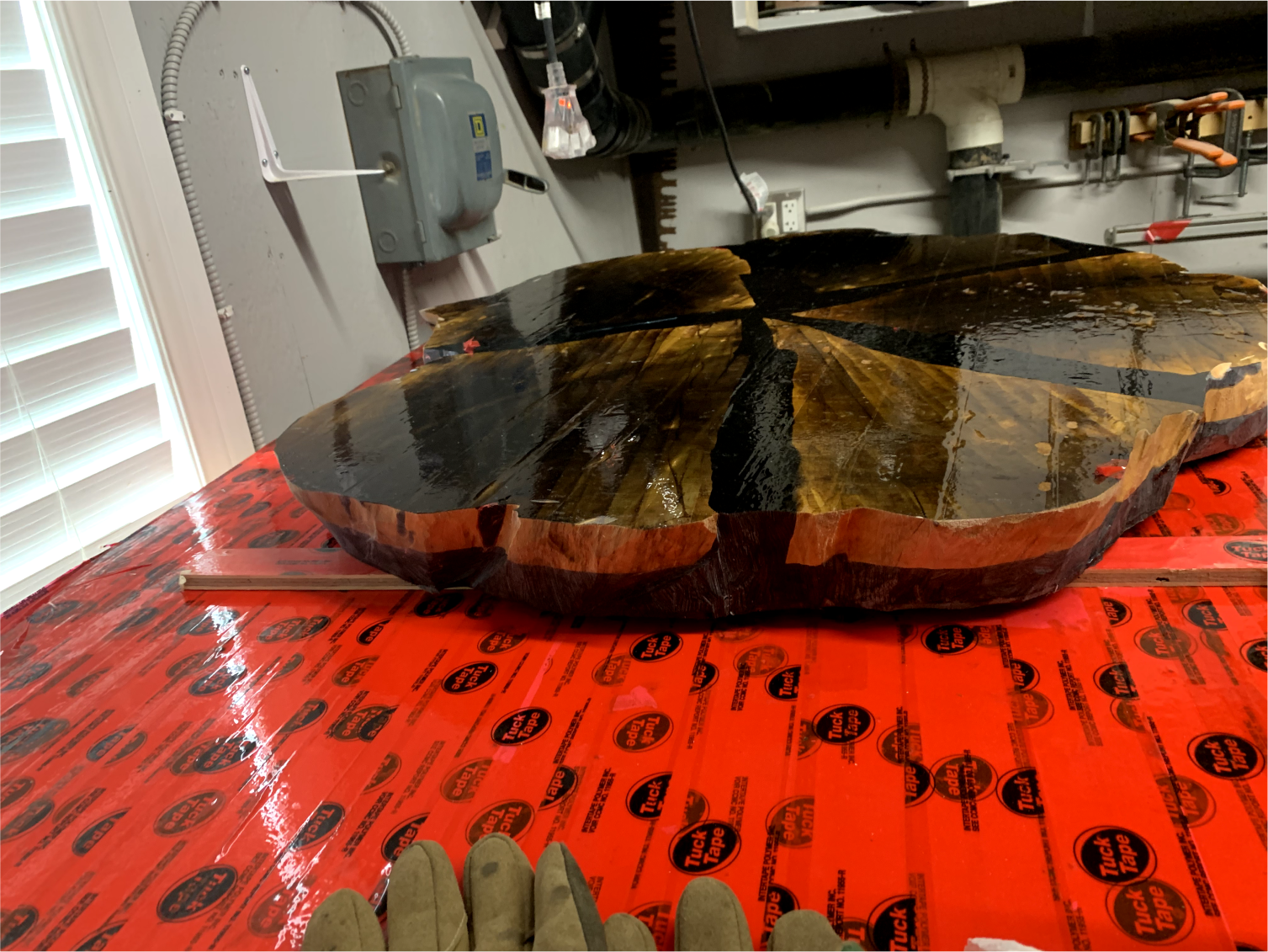 Poured black epoxy